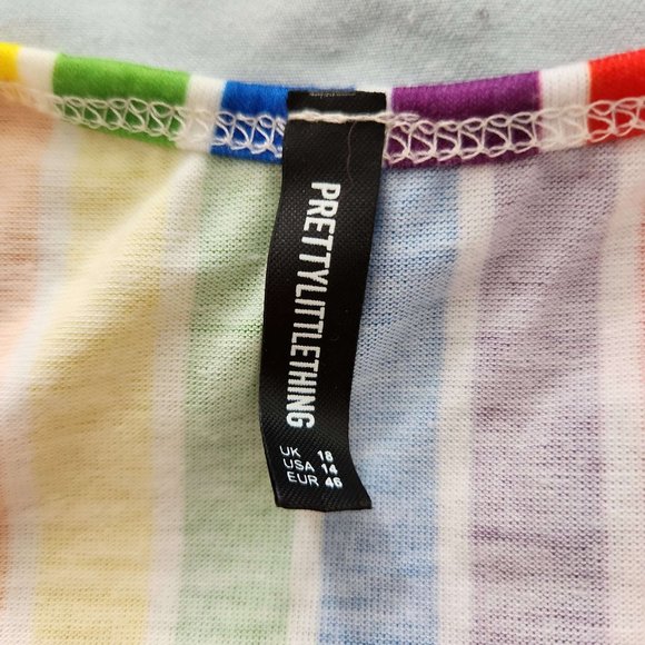 PRETTYLITTLETHING Rainbow Halter Crop Top - Picture 2 of 3